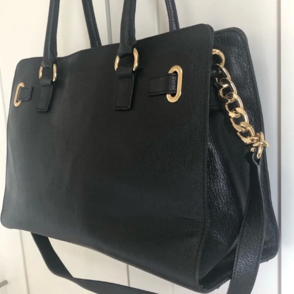 Michael Kors Black Top Handle & Shoulder Chain  Tote Bag